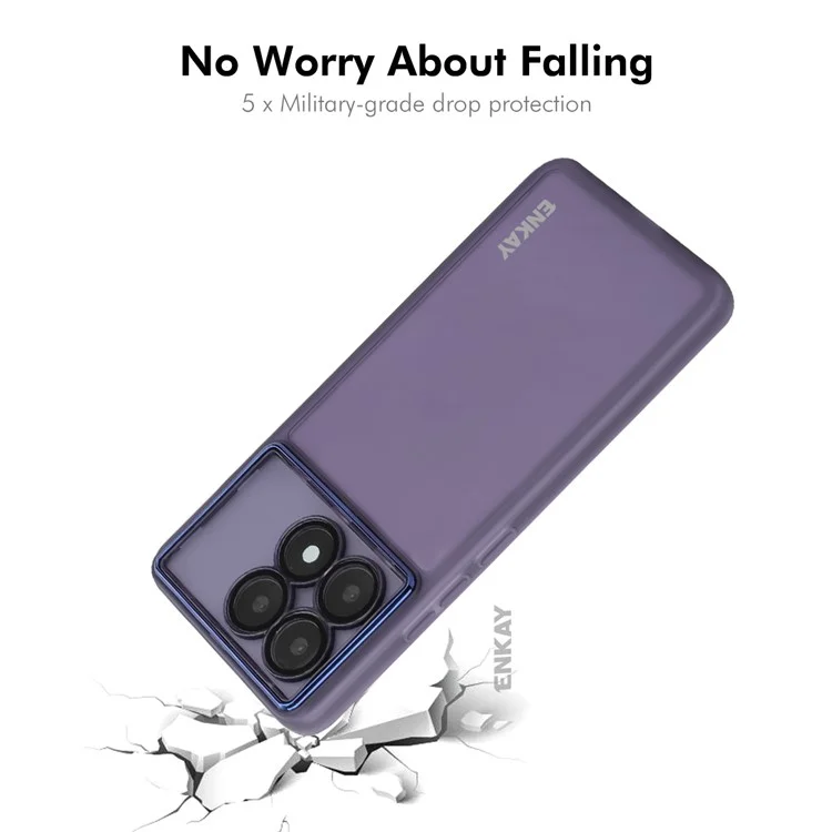 Enkay Hat Prince Pour Xiaomi Poco X6 Pro 5G / Redmi K70e 5g Couverture de Téléphone TPU Matte TPU Avec Film D'objectif - Violet