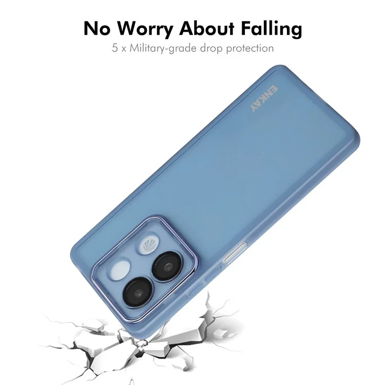 ENKAY HAT Prince Per Xiaomi Poco X6 5G / Nota 13 Pro 5G Case Matte Matte TPU Copertina Con Film Lente - Blu