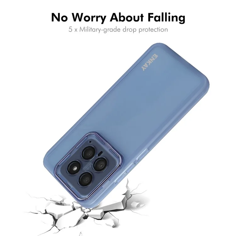 Enkay Hat Prince Para Xiaomi 14 Pro Case Matte TPU Phone Tope With Lens Film - Azul