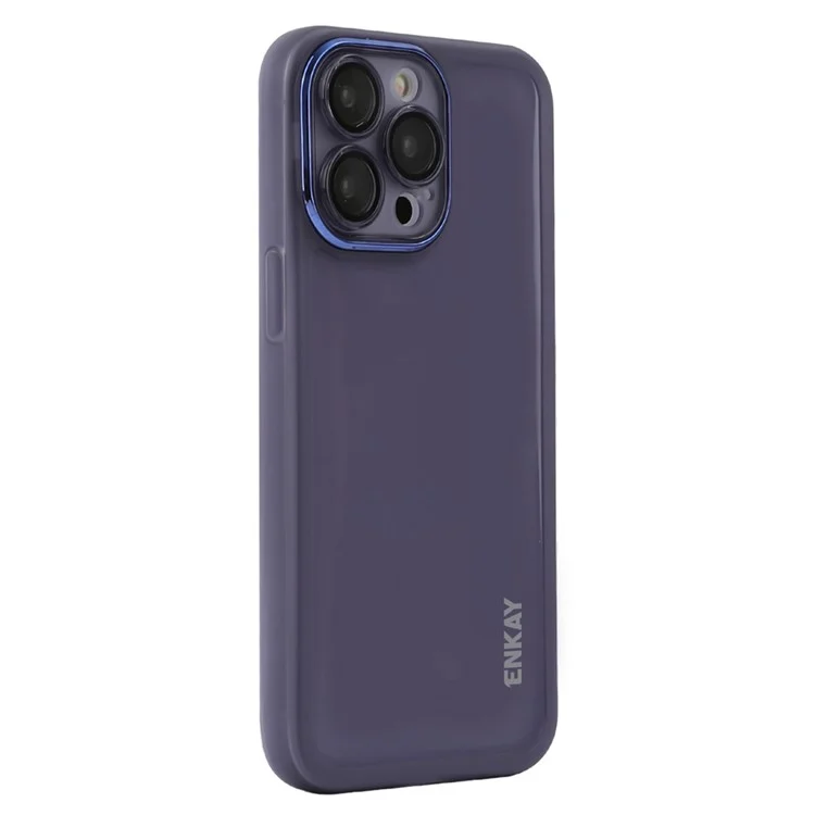 Enkay Hat Prince Para Iphone 14 Pro Case Matte Tpu Tope Portada Con Película de Lentes - Púrpura