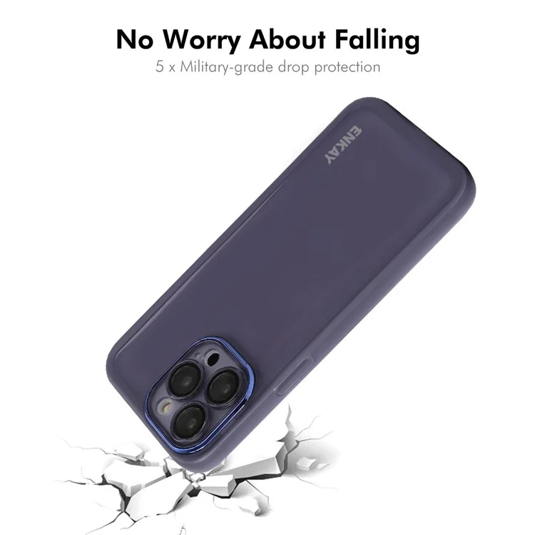 Enkay Hat Prince Para Iphone 14 Pro Case Matte Tpu Tope Portada Con Película de Lentes - Púrpura