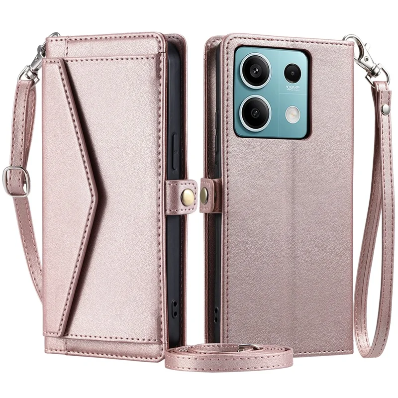 Pour Xiaomi Redmi Note 13 5G Couvernement de Peund Courture Cover Téléphone Avec Stoches - or Rose