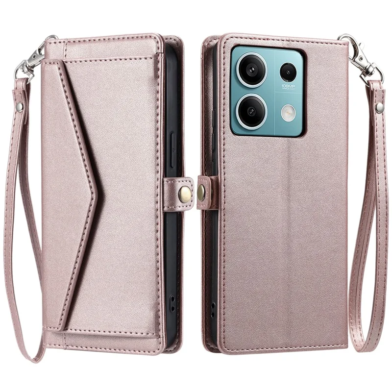 Pour Xiaomi Redmi Note 13 5G Couvernement de Peund Courture Cover Téléphone Avec Stoches - or Rose