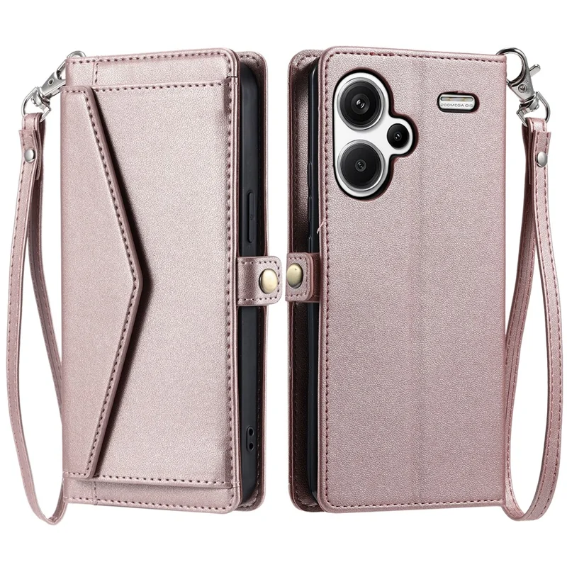 Para Xiaomi Redmi Note 13 Pro+ 5g Case de Cuero Capacitación Del Teléfono Con Correas - Oro Rosa