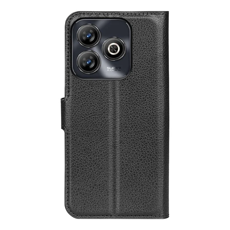 For ZTE Blade A75 4G Case Litchi Texture Shockproof Leather Wallet Phone Cover - Black