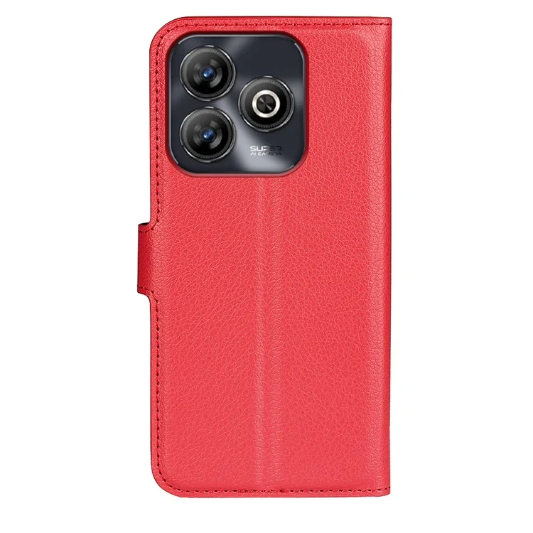 For ZTE Blade A75 4G Case Litchi Texture Shockproof Leather Wallet Phone Cover - Red