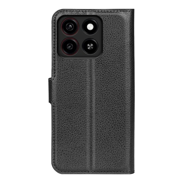 For ZTE Blade A35 Case Litchi Texture Shockproof Leather Wallet Phone Cover - Black