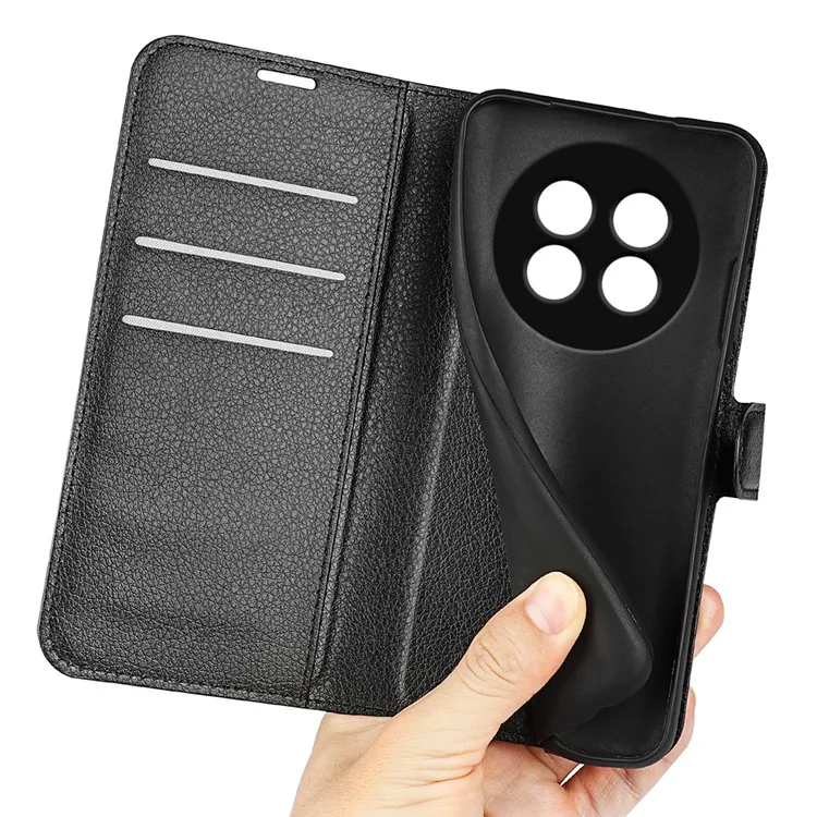 Для Realme 13 Pro 5g Case Litchi Texture Shock -resept The Leather Wallet Cover Phone - Черный