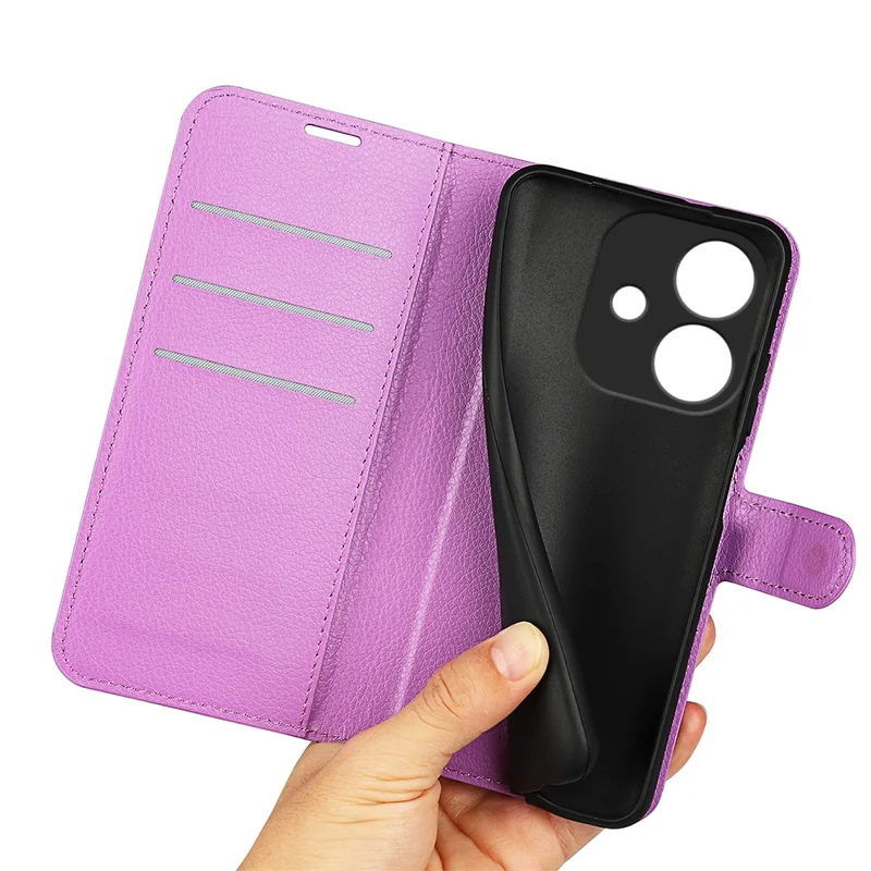 For Oppo A3x 5G / A3x 4G / A3 5G / A3 4G / A60 5G / A40 4G Case Litchi Texture Shockproof Leather Wallet Phone Cover - Purple