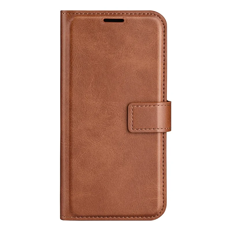 For Oppo A3x 5G / A3x 4G / A3 5G / A3 4G / A60 5G / A40 4G Stand Case Anti-Scratch Calf Texture Leather Phone Cover - Light Brown