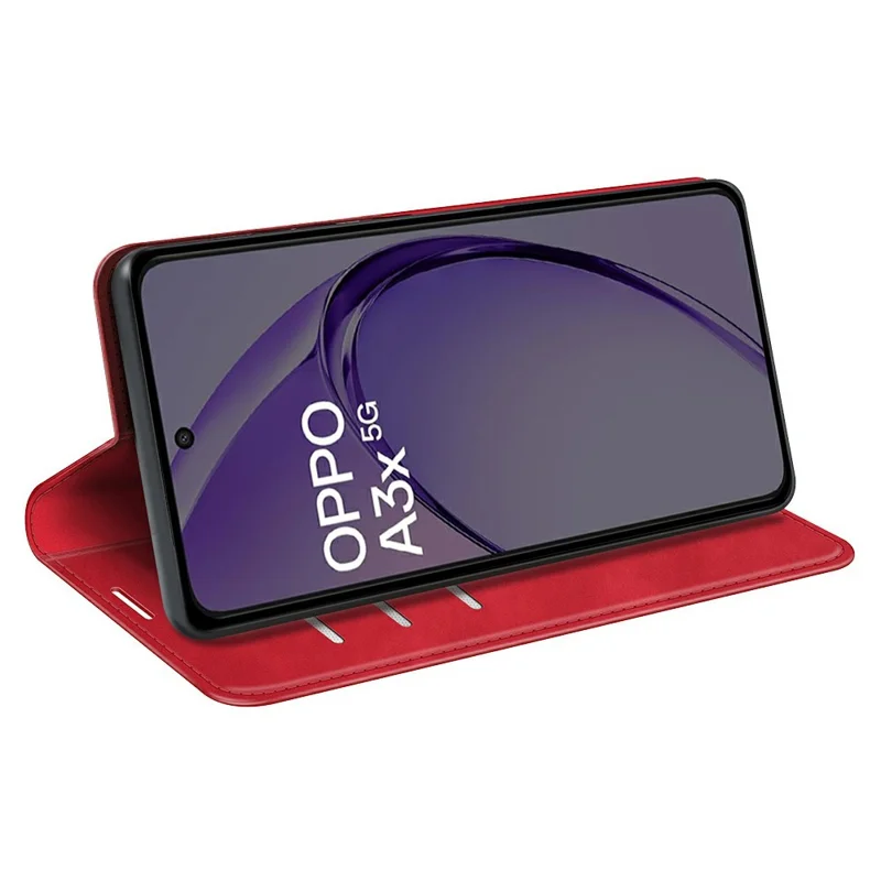 For Oppo A3x 5G / A3x 4G / A3 5G / A3 4G / A60 5G / A40 4G Case Skin-Touch Leather Wallet Phone Cover - Red