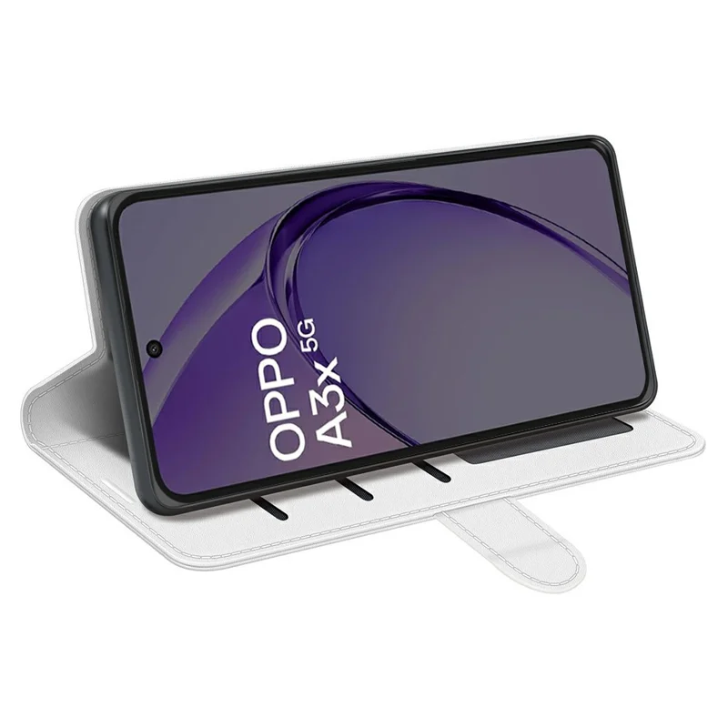 For Oppo A3x 5G / A3x 4G / A3 5G / A3 4G / A60 5G / A40 4G Wallet Case Crazy Horse Texture Stand Leather Phone Cover - White