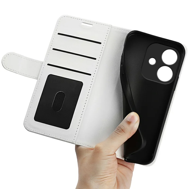 For Oppo A3x 5G / A3x 4G / A3 5G / A3 4G / A60 5G / A40 4G Wallet Case Crazy Horse Texture Stand Leather Phone Cover - White