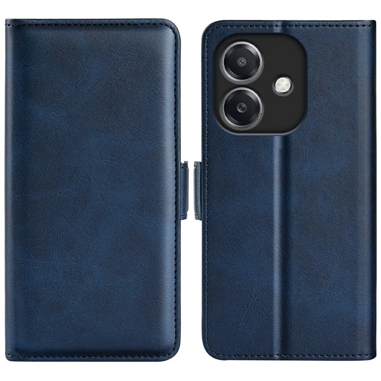 For Oppo A3x 5G / A3x 4G / A3 5G / A3 4G / A60 5G / A40 4G Stand Case Calf Texture Leather Wallet Phone Cover - Blue