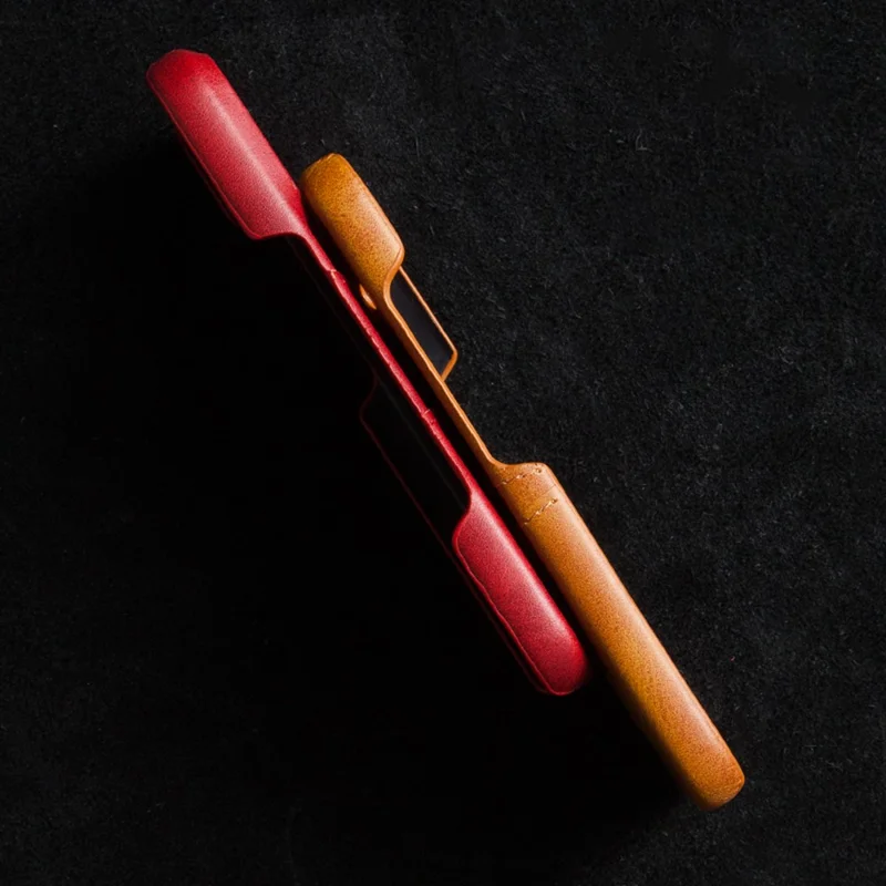 Funda para iPhone 16 con Ranuras para Tarjetas de Crédito de PU + Cubierta de Teléfono Dura de PC - Naranja