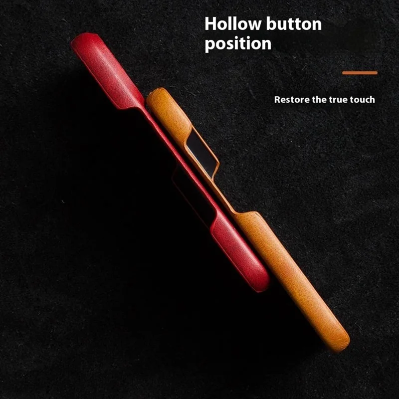 For iPhone 16 Case Calf Texture PU Leather Hard PC Protective Phone Cover - Orange