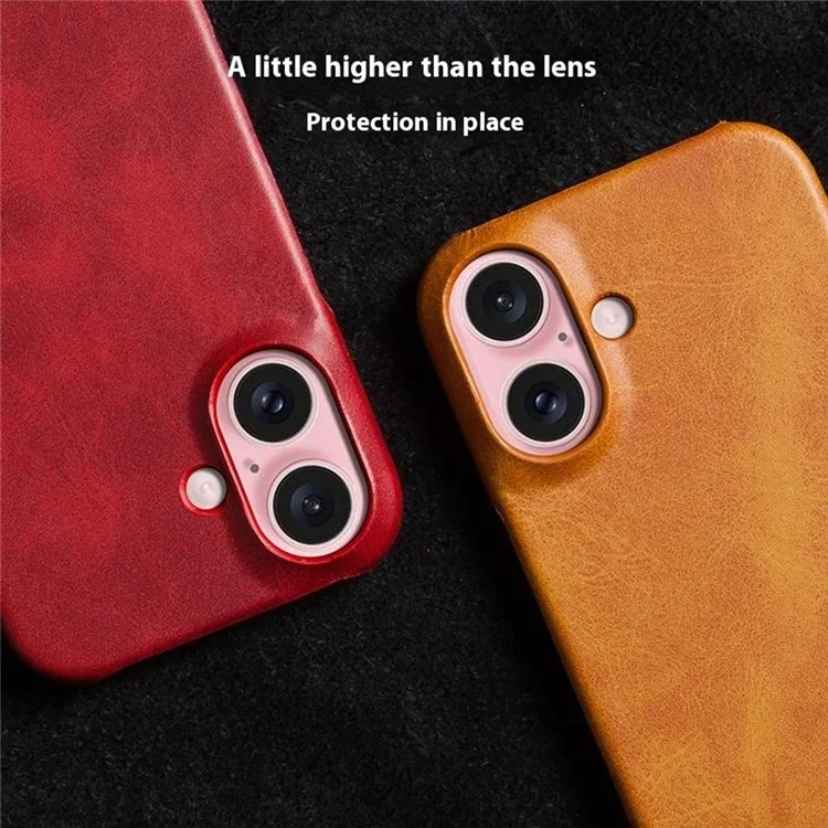 For iPhone 16 Case Calf Texture PU Leather Hard PC Protective Phone Cover - Grey