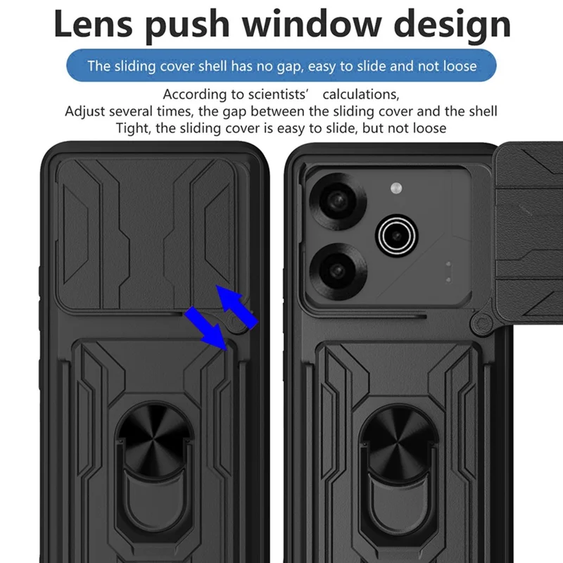 Per Tecno Pova 6 4G / 6 Pro 5G Case PC+TPU Kickstand Back Cover Con Cursore Della Fotocamera - Nero