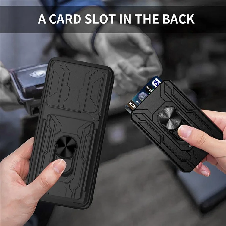 For TECNO Pova 6 4G  /  6 Pro 5G Case PC+TPU Kickstand Phone Back Cover with Camera Slider - Red