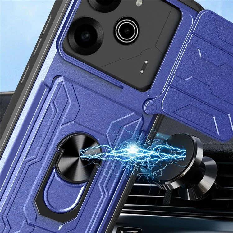 For TECNO Pova 6 4G  /  6 Pro 5G Case PC+TPU Kickstand Phone Back Cover with Camera Slider - Red