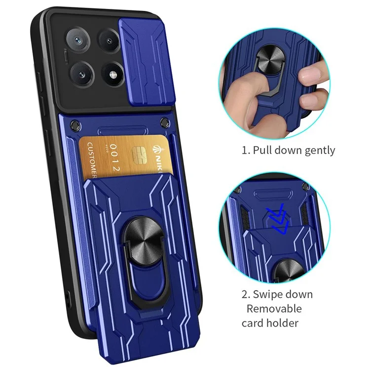 Para Xiaomi Redmi K70E 5G / Poco X6 Pro 5G Case PC+TPU Pele de Kickstand Cubierta Trasera Con Control Deslizante de la Cámara - Negro