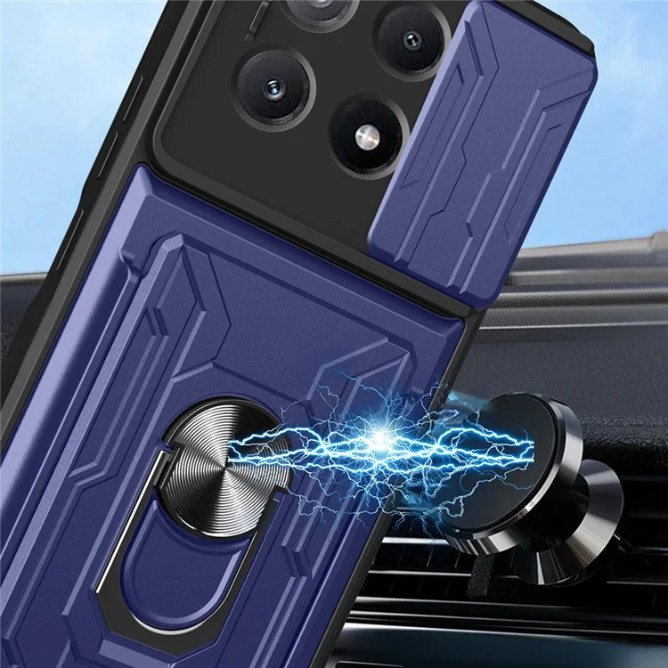Para Xiaomi Redmi K70E 5G / Poco X6 Pro 5G Case PC+TPU Pele de Kickstand Cubierta Trasera Con Control Deslizante de la Cámara - Negro