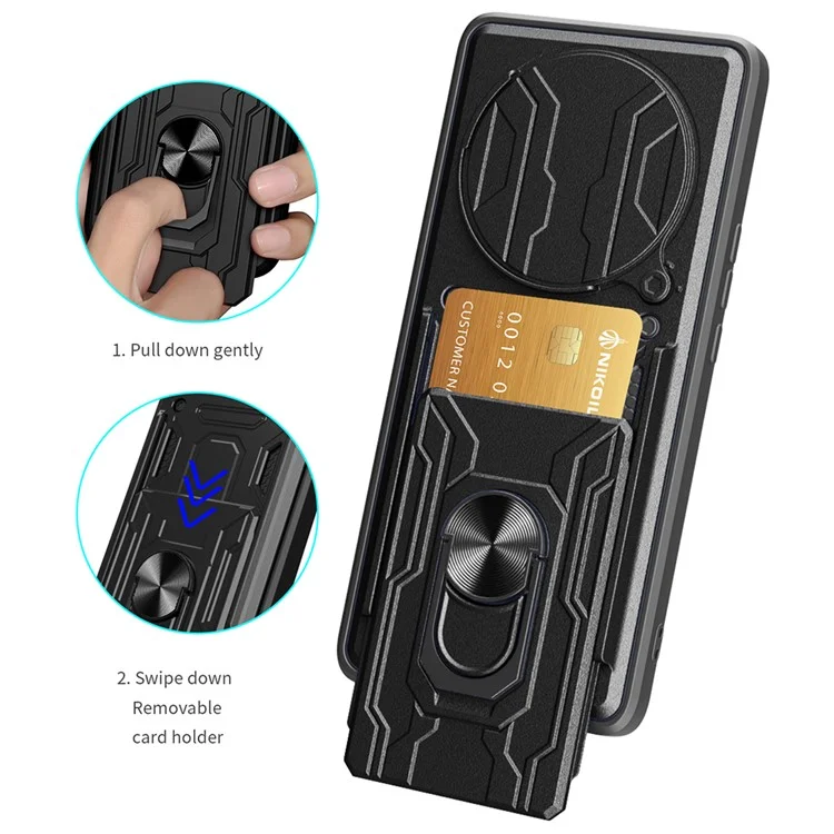Per Xiaomi Redmi A3 4G Case PC+TPU Kickstand Custodia Posteriore del Telefono con Slider della Fotocamera - Nero