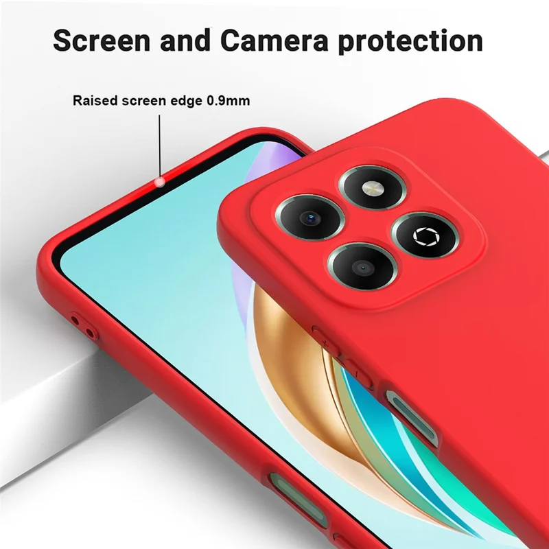 For Honor X6b 4G Case Anti-Drop Liquid Silicone Phone Cover with Strap - Red