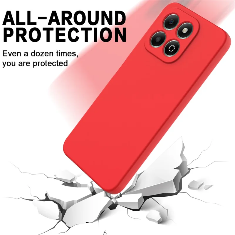 For Honor X6b 4G Case Anti-Drop Liquid Silicone Phone Cover with Strap - Red