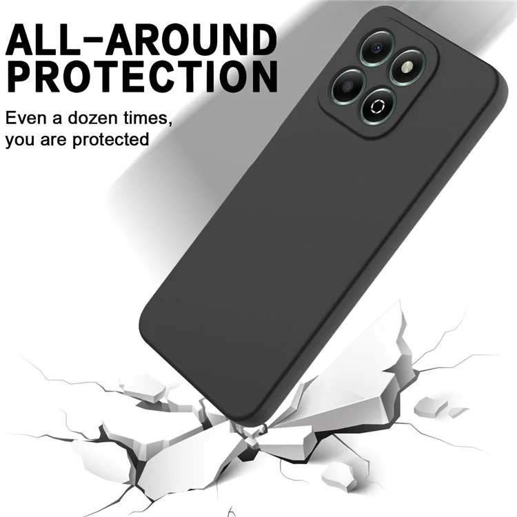 For Honor X6b 4G Case Anti-Drop Liquid Silicone Phone Cover with Strap - Black