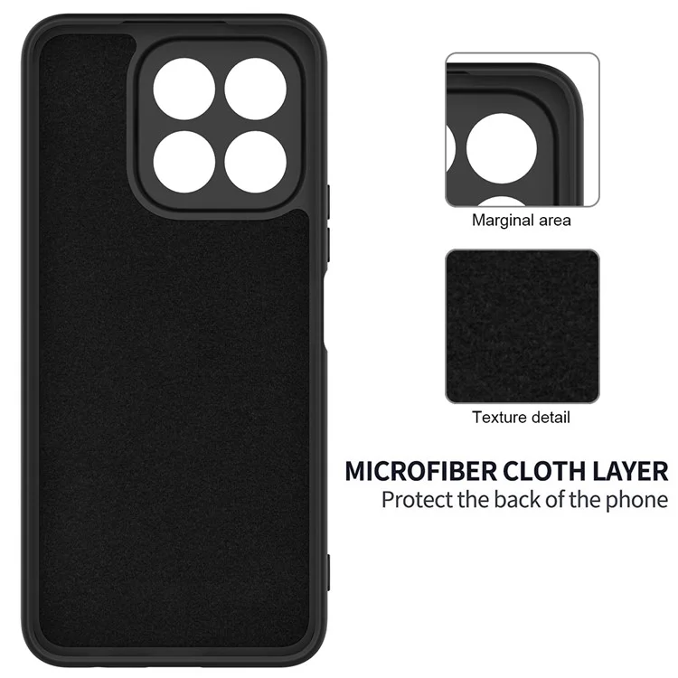 For Honor X6b 4G Case Anti-Drop Liquid Silicone Phone Cover with Strap - Black