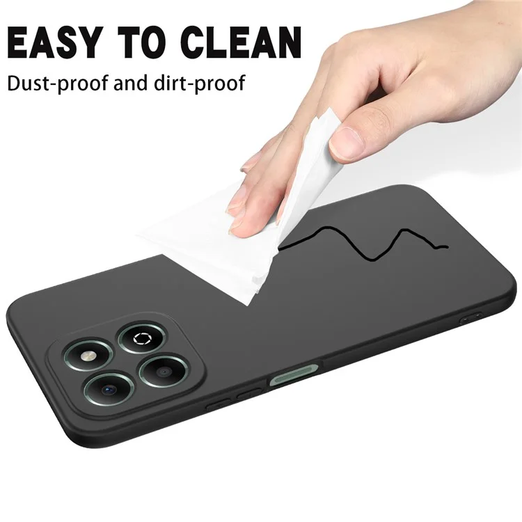 For Honor X6b 4G Case Anti-Drop Liquid Silicone Phone Cover with Strap - Black
