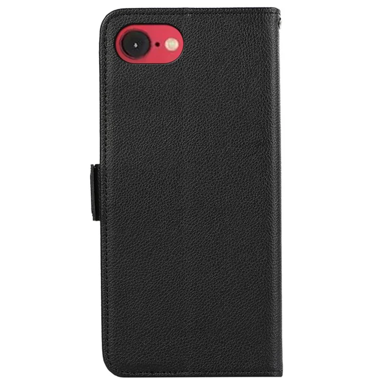 Abeel Para Iphone SE (2024) Case Litchi Texture Leather RFID Bloqueo de la Portada Del Teléfono - Negro