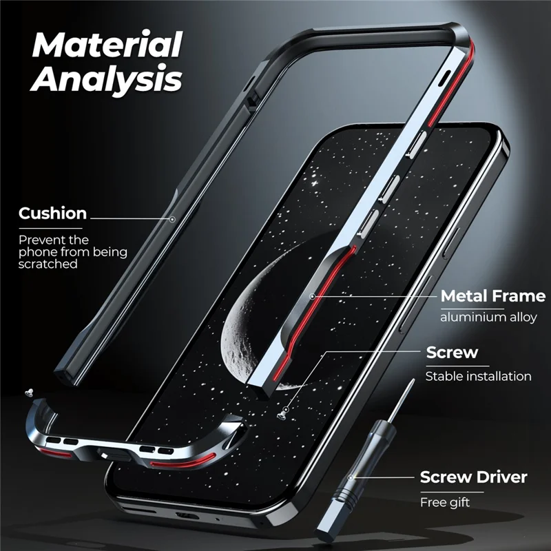 LUPHIE For Google Pixel 9 / 9 Pro Case Metal Bumper Frame Shockproof Phone Cover - Black