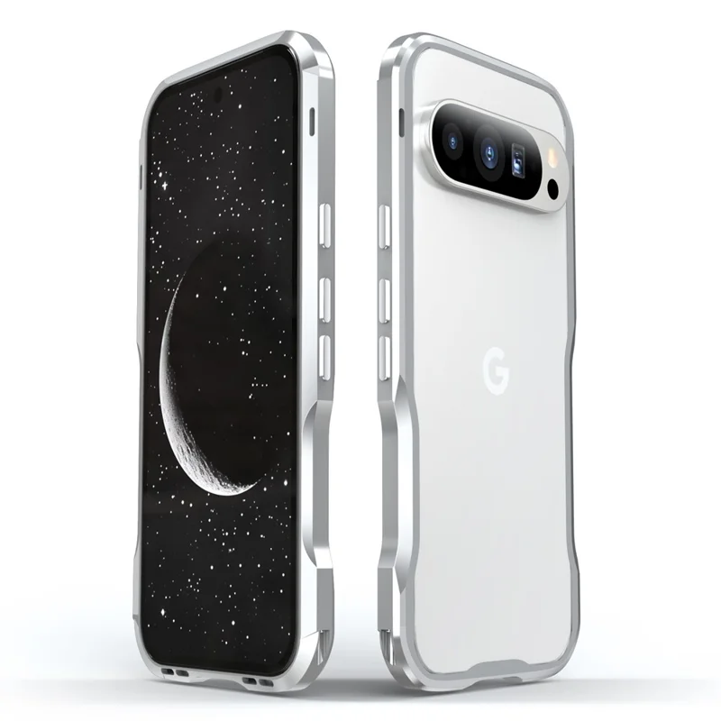 Luphie Para Google Pixel 9 Pro XL Case Metal Bumper Marco de la Cubierta de Teléfono a Prueba de Choque - Plata