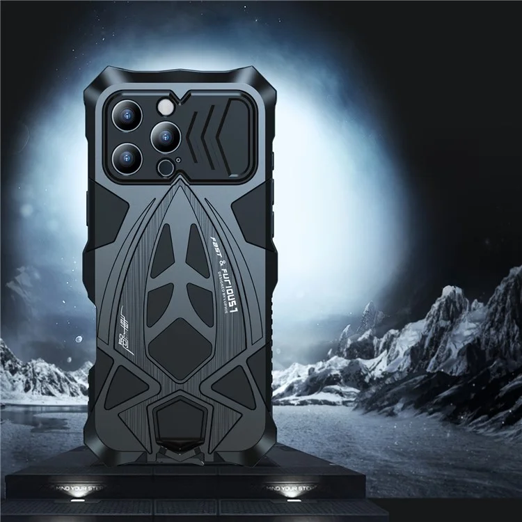 Luphie Для Iphone 16 Pro Max Case Case Design Design Shock -resean Metal+TPU Phone Cover с Экраном - Черный