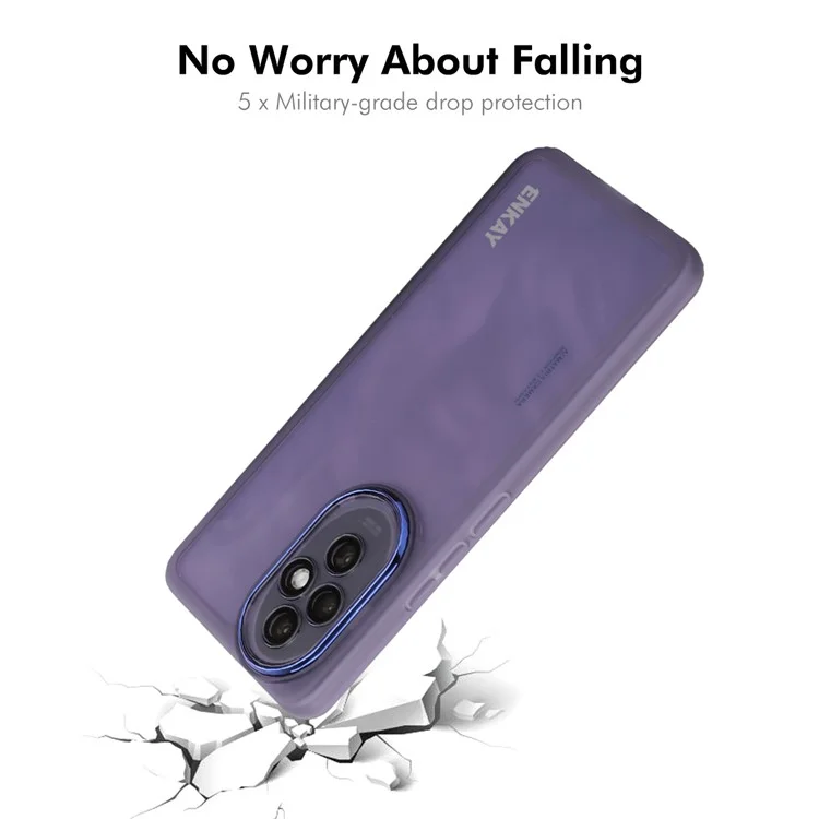 Enkay Hat Prince Pour Honor 200 Pro 5G Case TPU Matte TPU Couverture de Téléphone Avec Film D'objectif - Violet