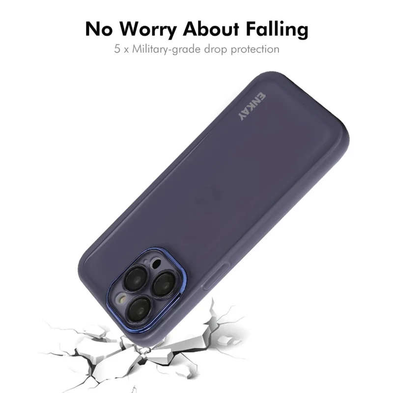 ENKAY HAT Prince Per Iphone 15 Pro Case Matte TPU Cover Con Film di Lenti - Viola