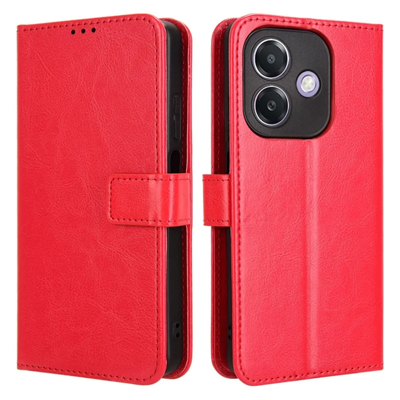 For Oppo A3 4G /  A3 5G / A3x 4G / A3x 5G / A40M 4G / A40 4G / A3i 5G / A60 5G Case Crazy Horse Texture PU Leather Phone Wallet Cover - Red