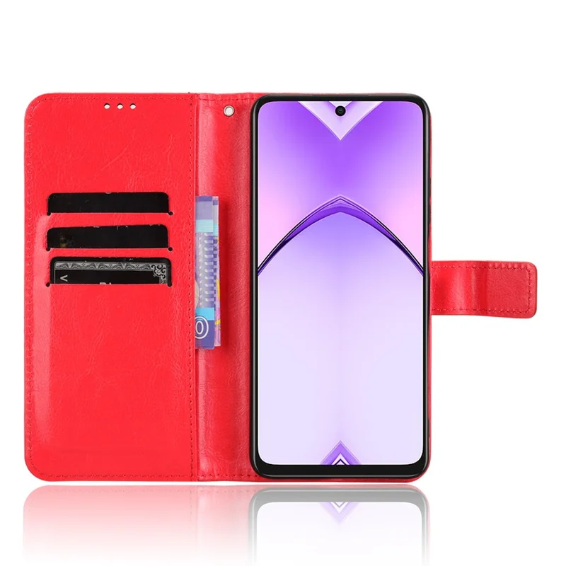 For Oppo A3 4G /  A3 5G / A3x 4G / A3x 5G / A40M 4G / A40 4G / A3i 5G / A60 5G Case Crazy Horse Texture PU Leather Phone Wallet Cover - Red