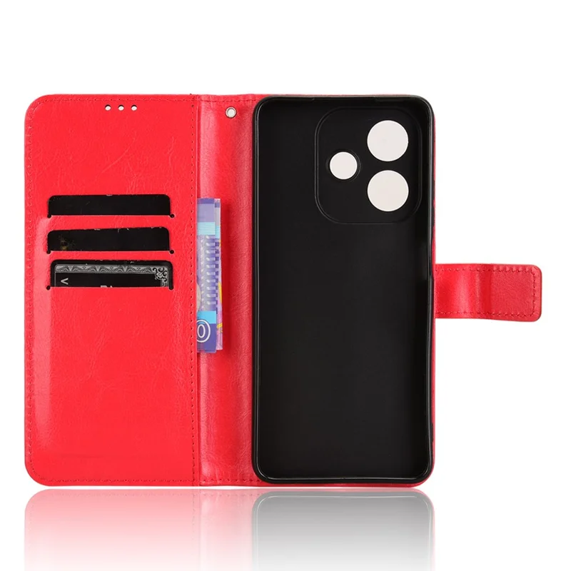For Oppo A3 4G /  A3 5G / A3x 4G / A3x 5G / A40M 4G / A40 4G / A3i 5G / A60 5G Case Crazy Horse Texture PU Leather Phone Wallet Cover - Red