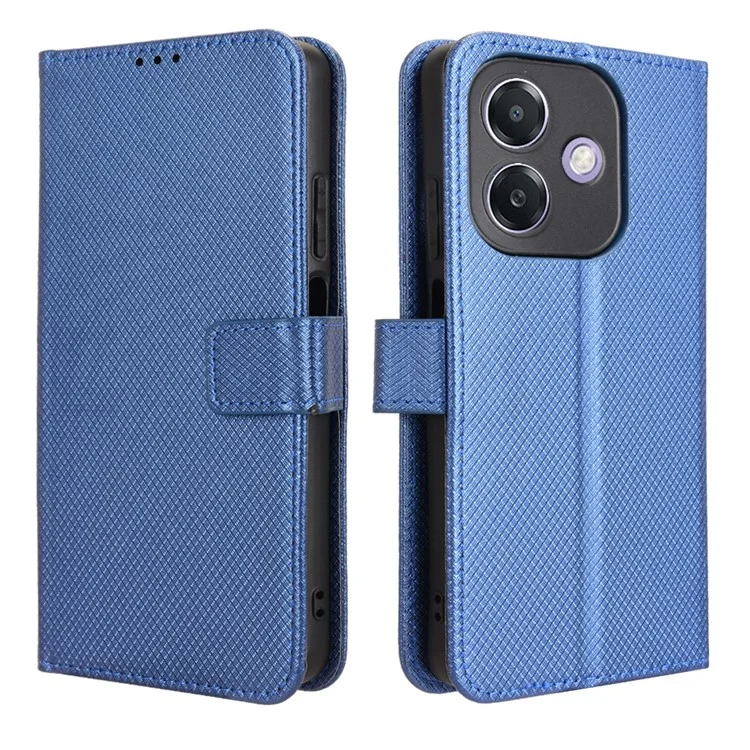 Für Oppo A3 4g / A3 5g / A3x 4G / A3x 5G Hülle PU Leder Diamant Textur Brieftasche Telefonabdeckung - Blau
