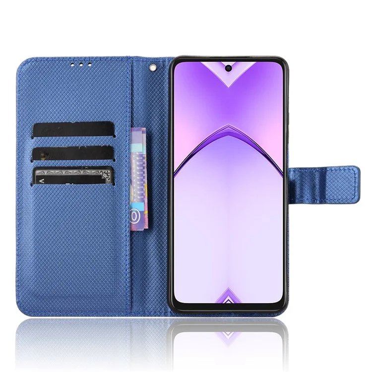 Für Oppo A3 4g / A3 5g / A3x 4G / A3x 5G Hülle PU Leder Diamant Textur Brieftasche Telefonabdeckung - Blau