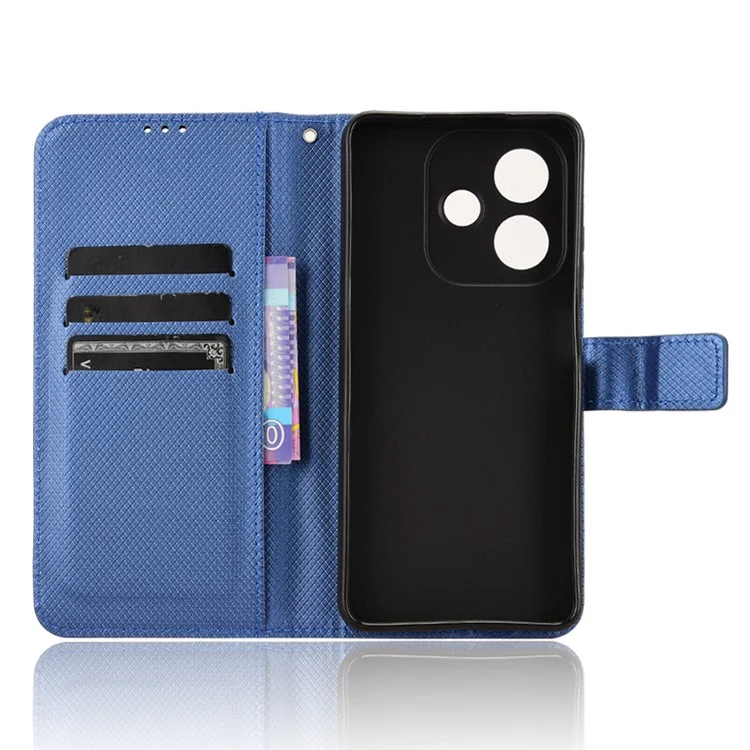 Für Oppo A3 4g / A3 5g / A3x 4G / A3x 5G Hülle PU Leder Diamant Textur Brieftasche Telefonabdeckung - Blau