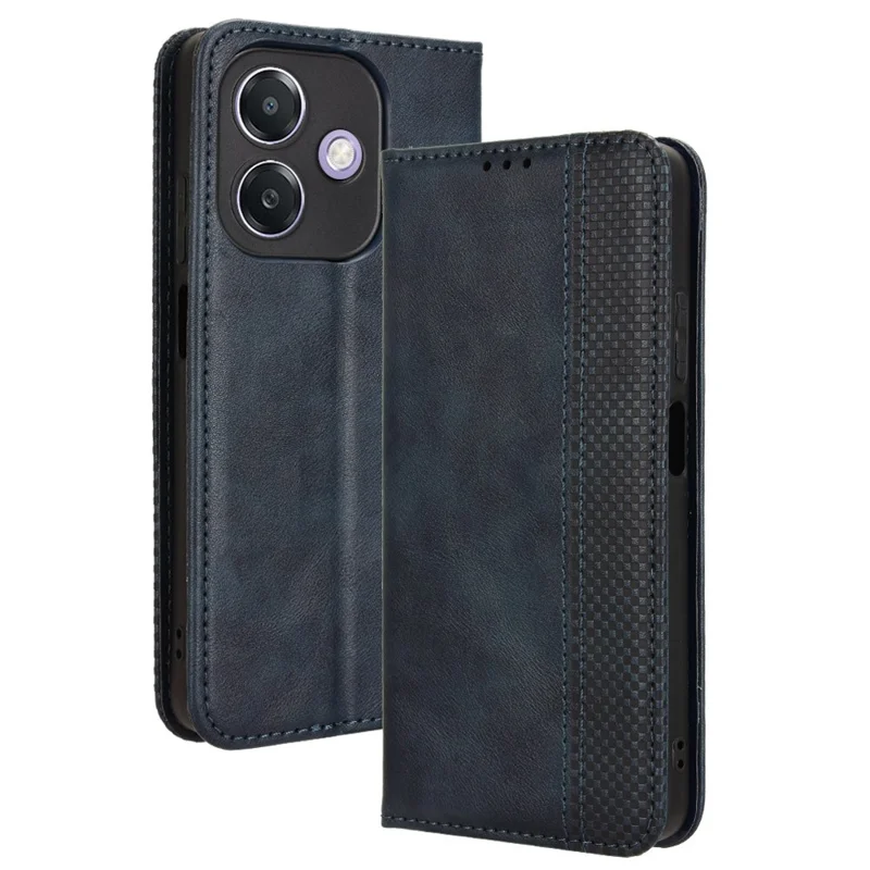 For Oppo A3 4G / A3 5G / A3x 4G / A3x 5G / A40M 4G / A40 4G / A3i 5G / A60 5G Leather Case Wallet Stand Retro Texture Phone Cover - Blue