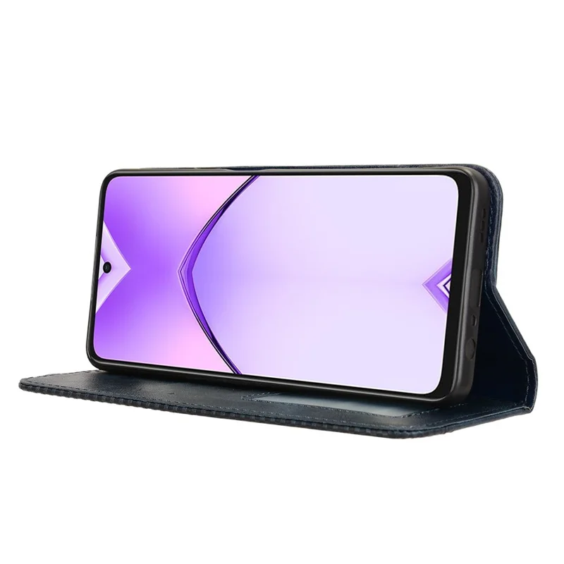 For Oppo A3 4G / A3 5G / A3x 4G / A3x 5G / A40M 4G / A40 4G / A3i 5G / A60 5G Leather Case Wallet Stand Retro Texture Phone Cover - Blue