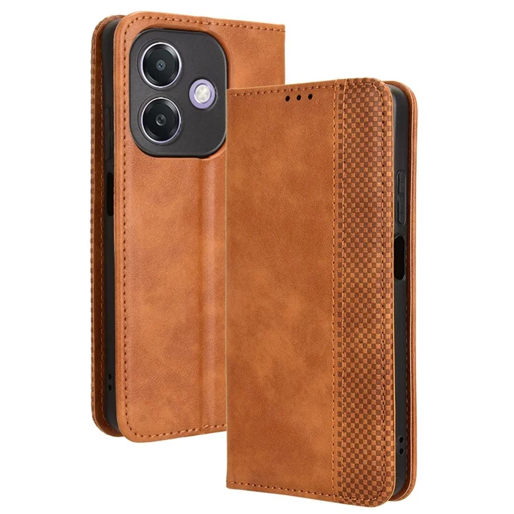 For Oppo A3 4G / A3 5G / A3x 4G / A3x 5G / A40M 4G / A40 4G / A3i 5G / A60 5G Leather Case Wallet Stand Retro Texture Phone Cover - Brown