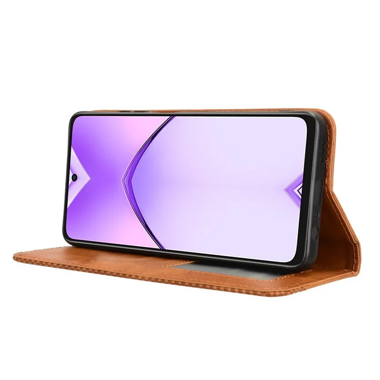 For Oppo A3 4G / A3 5G / A3x 4G / A3x 5G / A40M 4G / A40 4G / A3i 5G / A60 5G Leather Case Wallet Stand Retro Texture Phone Cover - Brown