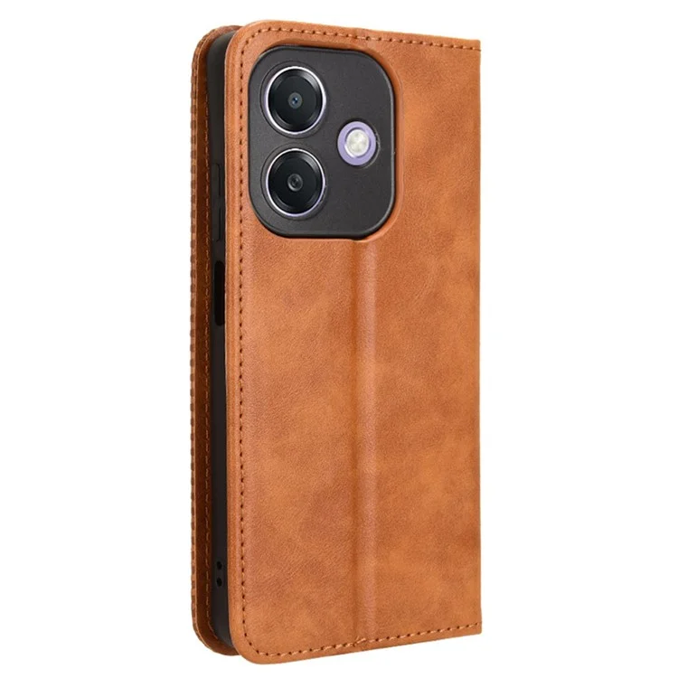 For Oppo A3 4G / A3 5G / A3x 4G / A3x 5G / A40M 4G / A40 4G / A3i 5G / A60 5G Leather Case Wallet Stand Retro Texture Phone Cover - Brown