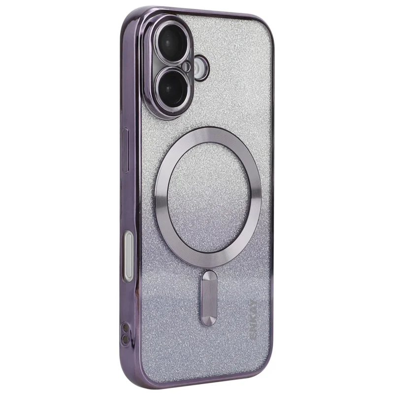 ENAKY HAT PRINCE For iPhone 16 Plus Magnetic Case Glitter TPU Phone Back Cover with Lens Film - Purple